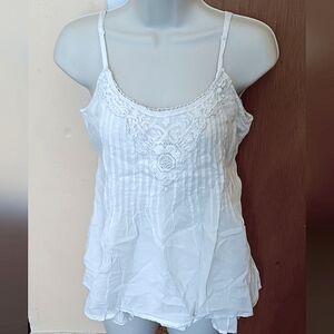 White Lace Trimmed Adjustable Tank Top